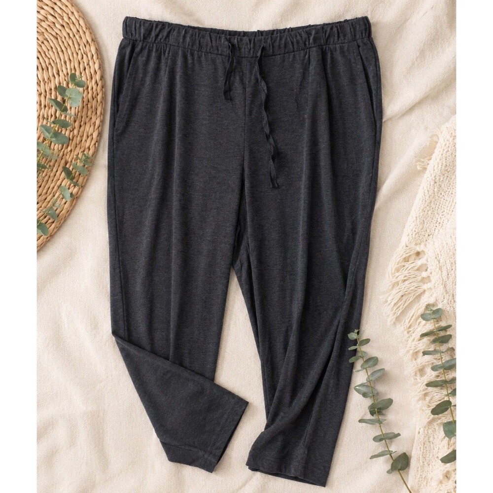 Eileen Fisher Elastic Waist Pants Pull On grey Size Large Cotton Stretch